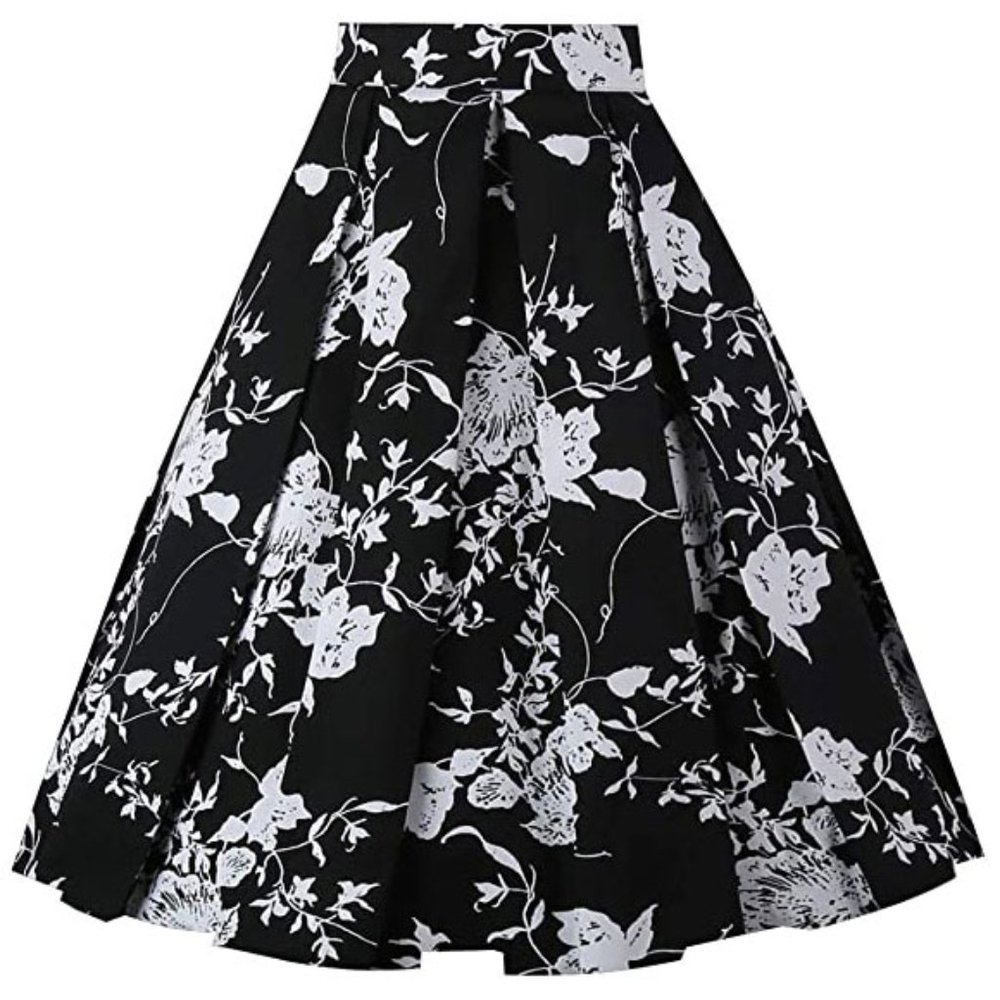 Vintage Pleated Floral Skirt